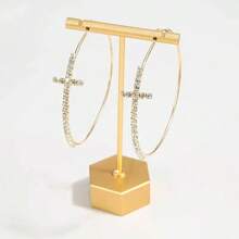 1 Pair Cross Hoop Earrings For Women, Suitable For Daily Wear