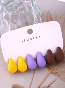 Vibrant Color Bomb! Water Drop Shaped Stud Earrings, Multi-Color Options, Brighten Up Your Outfit!