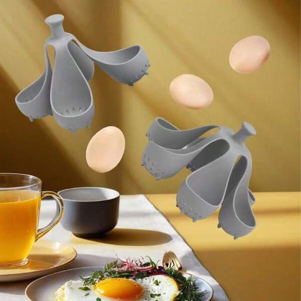 1pc Reusable Silicone Egg Boiler, High Temperature Resistant Kitchen Tool, Egg Steamer Rack, Fridge Storage, Drain Design For Convenience