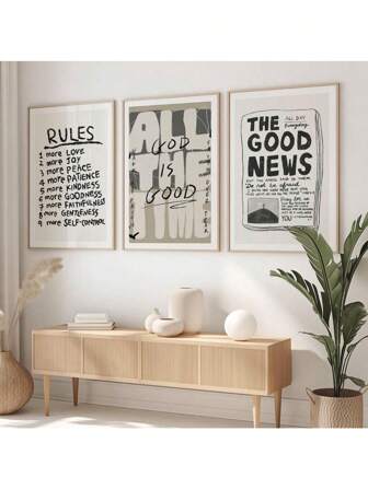 3pcs Christian Minimalist Wall Art Prints, Neutral Modern Christian Artwork, God Is Good Spiritual Fruits, Bible Verse Home Decor, Unframed Decorative Paintings,Canvas,Poster Gifts Birthday Graduation Room Decor Stickers Wall Decor Wall Stickers Wall Sticker