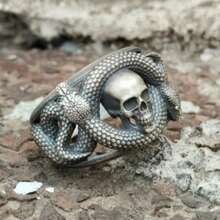 Gothic Style Unique Skull Snake Ring, Perfect Gift For Best Friend, Men Jewelry - Multicolor - View 9