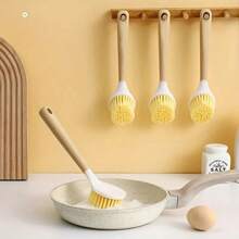Spazzola per pulizia da cucina con manico lungo, multiuso - Setole durevoli, adatta per pentole, padelle e piatti - Utilizzo applicabile in bagno, camera da letto, soggiorno e all'aperto, Spazzola per cucina resistente