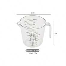 1 Stück transparenter Kunststoff Messbecher mit Skala, Messwerkzeug für die Küche aus dickem PS Material