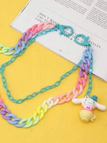 Sanrio 1pc Colorful Double-Layer Waist Chain - Dopamine Style, Cute Character Pendant, Waist Chain Accessory, Suitable For Everyday Wear, Street Decoration