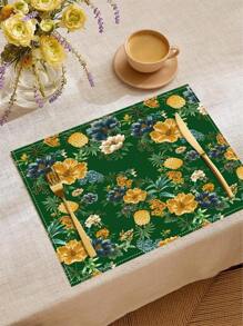 1/4 pièces Dessous de plat en lin bohème coloré, accessoires de cuisine à motif floral, dessous de plat élégants résistants à la pollution, conviennent pour la maison, la salle à manger, la décoration de restaurant