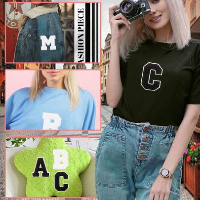 1/26pcs Large Chenille Letter Patches 5inch/12cm Iron-On/Sew-On Embroidered Appliques For DIY Clothing Repair & Customization - Perfect For Jackets, Hats, Bags