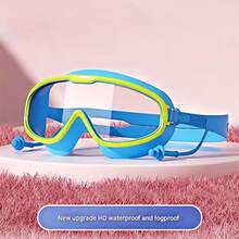1PC New Popular Waterproof Anti-Fog Swimming Goggles, Suitable For Men, Women Or People Under 16 Years Old For Swimming, Diving And Beach, With Earplugs, HD Anti-Fog Swimming Goggles, Optional Swimming Cap