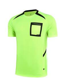 Men's Sports Referee Jersey, Breathable Short Sleeve T-Shirt With Pockets For Football, Badminton, Table Tennis And Other Sports Training & Running - Mint Green - View 2