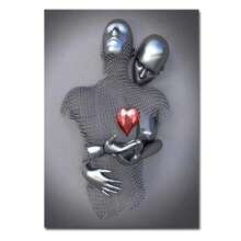 1 Pc Optional Frame Posters Wall Arts Pop Modern Metal Figure Statue Wall Art Canvas Painting Poster Abstract Romantic Couple Home Room Decor Mural Picture Print Artwork ,Wall Art With Frame