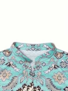 Women's Casual Western Floral Print Long Sleeve Blouse, Commuter-Friendly