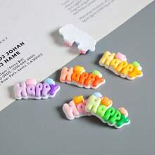 6pcs Cartoon Ombre Gradient Letter "HAPPY" Refrigerator Magnet Stickers, Decorative Adhesive Memo For Birthday Party, Wedding, Holiday, Office, Kitchen, Appliances