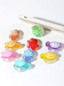 1/3 piezas Soporte de agarre de teléfono con diseño de tortuga colorida y brillante en la oscuridad, diseño de animal marino de dibujos animados 3D, cómodo soporte de escritorio, 2 en 1 adhesivo y soporte, ABS+Silicona, se adapta a la mayoría de los teléfonos