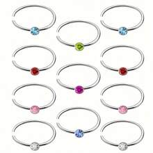 40pcs/Box Rhinestone Nose Ring Stainless Steel Nose Piercing Jewelry Nose Ring 8mm Cartilage Ear Bone Earring Jewelry - Body Jewelry - View 6