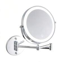 [LED Makeup Mirror] 8-Inch Double-Sided Mirror - Wall-Mounted Makeup Mirror With LED Lights, 1x/10x Magnification, 360 Degrees Rotation, 3-Color Light Touch Screen - Suitable For Bathroom, Bedroom, Living Room Bathroom Decor Fall Decor Makeup Organizer Bathroom Accessories Back To School