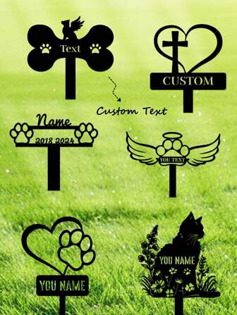 1pc Customized Metal Pet Commemorative Tombstone - Personalized Pet Names - Love And Claw, Dog, Cat Tombstone Art Garden Logo - Angel Wings Commemorative Cross Plaque - Garden Decoration Pile, Pet Commemorative Pile, Commemorative Decoration, Outdoor Garden Decoration, Courtyard Decoration, Perfect Comfort Gift For Pet Enthusiasts, For Anniversaries, For Valentine's Day, For Mother's Day, For Birthdays, For Father's Day, For Graduation, For Weddings, For Housewarming, Home Decor, Home Decor, Summer Holiday