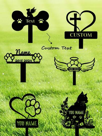 1pc Customized Metal Pet Commemorative Tombstone - Personalized Pet Names - Love And Claw, Dog, Cat Tombstone Art Garden Logo - Angel Wings Commemorative Cross Plaque - Garden Decoration Pile, Pet Commemorative Pile, Commemorative Decoration, Outdoor Garden Decoration, Courtyard Decoration, Perfect Comfort Gift For Pet Enthusiasts, For Anniversaries, For Valentine's Day, For Mother's Day, For Birthdays, For Father's Day, For Graduation, For Weddings, For Housewarming, Home Decor, Home Decor, Summer Holiday