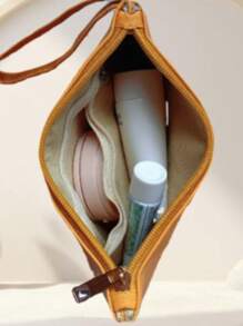 Large Capacity PU Leather Cosmetic Bag, Soft Phone Pouch, Solid Color Anti-Fouling Stationery Bag, Coin Purse