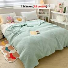 1 buah Selimut Kasa Wafel Lembut & Nyaman - Ramah Kulit, Warna Polos, Cocok Untuk Tempat Tidur, Sofa, Bantal - Sempurna Untuk Relaksasi & Berpelukan - Hijau - View 5