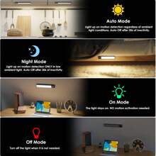 1 Stück Schranklicht mit Bewegungssensor, 3-Farbton dimmbare LED Nachtbeleuchtung, wiederaufladbare Wandleuchte, magnetische Kleiderschrankbeleuchtung, kabellose Beleuchtung für Küche, Treppe, Kleiderschrank, Arbeitszimmer