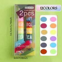 1/2pcs Splicing Solid Highlighter Retro Color Fluorescent Colored Highlighter Pens Student 12 Color Set Candy Color Scrapbook Writing Card Books - Multicolor - View 13