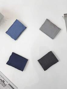 4 件套男士透气条纹印花透气弹力宽松平角内裤，松紧腰身，宽松版型，多种颜色组合 - 彩色 - 查看 9