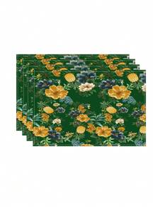 1/4 pièces Dessous de plat en lin bohème coloré, accessoires de cuisine à motif floral, dessous de plat élégants résistants à la pollution, conviennent pour la maison, la salle à manger, la décoration de restaurant
