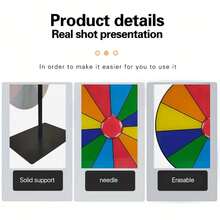 1 pieza Rueda de la Fortuna - Juego de ruleta de color manual con marcador ajustable, base resistente y bolígrafo gratis, adecuado para eventos, sorteos, aulas y tiendas minoristas - Multicolor - Ver 4