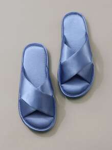 Elegante & bequeme Satin-Criss-Cross Pantoffeln zum Schlüpfen für Frauen, für Innen- und Außenbereich geeignet
