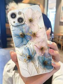 1 pieza Funda de teléfono anti-caída con estampado de moda compatible con iPhone 16/11/16pro/16plus/16promax/16e/15Promax/13/14/12/XS/XR/7G/8P, Galaxy S25/S25PLUS/S25 Ultra/A16/A36/A26/A56/A50/A12/A32/A52/A72/A51/A21S/A13/A14/S24/S24PLUS/S24Ultra,S22/A52/A53/A54/A55/, Mi 11/12Pro/12/12X/13Pro/14Pro/15Pro/, Redmi 10/9/Note9/12c/Note11pro/Note8Pro, Diseño de pintura de tinta floral