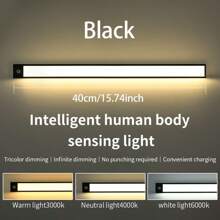 1 Stück Schranklicht mit Bewegungssensor, 3-Farbton dimmbare LED Nachtbeleuchtung, wiederaufladbare Wandleuchte, magnetische Kleiderschrankbeleuchtung, kabellose Beleuchtung für Küche, Treppe, Kleiderschrank, Arbeitszimmer