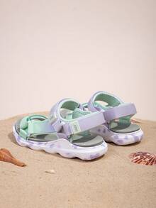 1 par de sandálias camufladas para meninos com tiras trançadas, leves, respiráveis, de secagem rápida, combinação de duas cores, sola antiderrapante durável, fivela dupla ajustável, adequadas para uso diário, praia, férias - Multicolorido - Ver 10