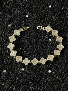 1pc Men's Hip Hop Style Rhinestone Square Splice Link Chain Bracelet, Personalized Everyday Wear, Great Boyfriend Gift - Style a - View 3