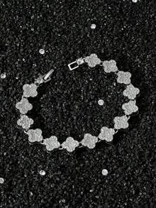 1pc Men's Hip Hop Style Rhinestone Square Splice Link Chain Bracelet, Personalized Everyday Wear, Great Boyfriend Gift - Style a - View 8