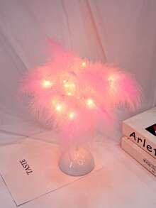 1 Luz de pluma LED rosa/blanca, luz nocturna decorativa, regalo de cumpleaños, regalo romántico del Día de San Valentín, regalo festivo, funciona con pilas (pilas no incluidas), apropiada para decoración de habitación, sala de estar, mesa del comedor