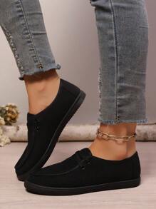 Damen bequeme lässige Segeltuch Slip-On Mokassins, leichte weiche Sohle flache Schuhe mit niedriger, rutschfeste runde Zehenkappe Segeltuch Komfort leichte Flache Schuhe, Damen Sneaker Größe 36-45