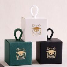 4 Packs Graduation Candy Boxes - Mini Gift Boxes With Gold Graduation Cap And Diploma Design - Black And White Cube Paper Boxes With Rope Handles - Perfect For Chocolates, Small Gifts And Party Favors, Graduation Celebration Supplies, Birthdays, Bridal Showers, Weddings - Multicolor - View 12