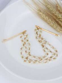 1 قطعة مشبك شعر أنيق متعدد الطبقات مزين بالشرابات واللؤلؤ ذو طرفين، مناسب لارتداء النساء في المناسبات الرسمية والكاجوال، اكسسوار شعر من سبيكة الزنك مناسب كهدية، مشابك شعر، مشابك شعر، مشابك شعر