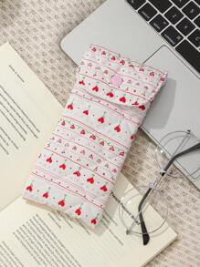 1Pc Cute Floral & Bow Knot Pattern Quilting Glasses Bag ,Travel Glass Pouch ,Girls Glasses Storage Box, Sunglasses Accessories Featuring A Cute Print Style, Cartoon Design, And A Girlish Heart Pattern, Perfectly Protecting Sunglasses And Making It A Great Gift For Summer Vacation ,Journey