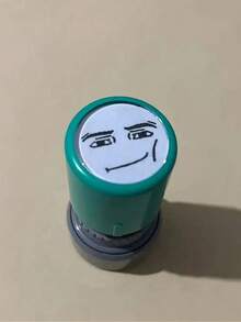 随机颜色表情印章外壳 - 可爱有趣的黑色墨水印章 - 趣味表情印章 - 适合日常办公使用，可用作标签和指示印章 - 彩色 - 查看 5