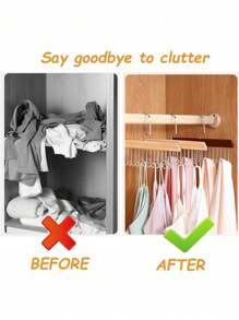 1PC Multifunctional Wooden Coat Hook, Coat Rack, Wardrobe Organizer, 8 Hooks, 360 Degree Rotation Angle, Space Saving, Seamless Clothes Hanger For Hanging Tops, Underwear, Hats, Ties, Suspenders, Vests, Etc.,