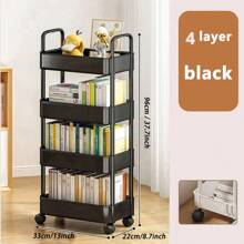 1pc 2/3/4 Layer Trolley Storage Rack, Bedroom Storage Rack, Family Kitchen Mobile Storage Rack, Multi-Layer Trolley Shelf Easy To Assemble, And Movable Tires, Which Can Be Used As Multifunctional Storage Cabinets, Tire Hooks, Kitchen Vegetables, Bathroom Clothes, Study Books And Living Room Snacks.