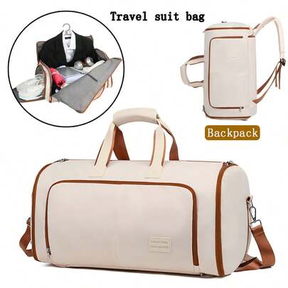 Multi-Function Travel Luggage Bag, Clothing Storage Garment Bag, Large Capacity Handbag, Travel Backpack, Color Block Shoulder/Crossbody Bag, With Shoe Compartment, Wet/Dry Separation, Apparel Storage, Suitable For Travel, Business Trip, Commute Bag For School School Accessories School Stuff