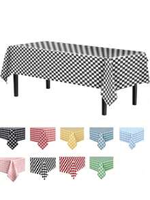 1pc/4pcs/6pcs Plaid Disposable Table Cloth, Classic Checkered Tablecloth, Multiple Colors Available, Square Shape, PEVA Material, Plastic Tablecloth, Tabletop Protection, Suitable For Weddings, Birthday Parties And Other Occasions - Multicolor - View 6