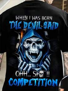 Fashion Skull 3D Digital Print Men's Graphic T-Shirt, Comfortable T-Shirt, Short Sleeve Pullover, Men's Summer Outdoor Clothing - màu đen - Xem 2