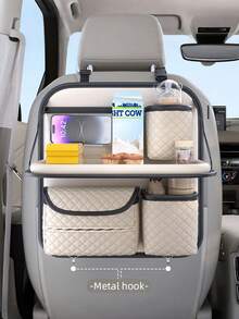 1 件汽车座椅靠背储物袋，多功能悬挂整理袋（包含 2 个随机挂钩，不含说明书花扣，但不会影响使用）