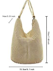 New Arrival Fashionable Niche Metal Mesh Large Capacity Handbag - Gold - View 6