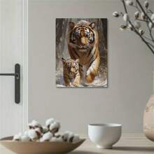 1pc PcTiger And Cub Canvas Print Poster - Frameless Wall Art For Home, Office, Living Room, Bedroom, Cafe - Decorative Painting, Ideal Gift For Friends And Colleagues,No Frame