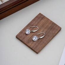 Pendientes de gota con diamante de circonita y diseño asimétrico, de plata esterlina 925, versátiles y de alta gama