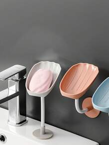 1Pc Shell Shaped Soap Dish, Wall-Mounted Drainage Soap Holder Shelf, Creative Soap Box, Keeps Soap Bar Dry And Clean, Easy To Clean, Bathroom Wall Mount Soap Rack, Extends Soap Lifespan Home Bathroom Decor Fall Decor Back To School