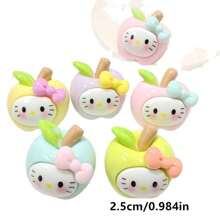 Sanrio (Authorized) 1pc Sanrio Cartoon Apple KT Cat Resin Accessories Cream Glue DIY Hair Clip Headband Phone Case Shoe Buckle Pendant Material, Suitable For Various Holiday Gifts And Party Gifts